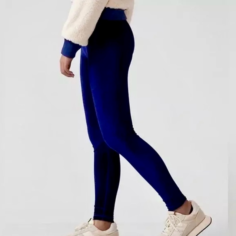 SET! ATHLETA G!RL Blue Velvet Tights - High Rise Chit Chat - Girl XL/14. EUC